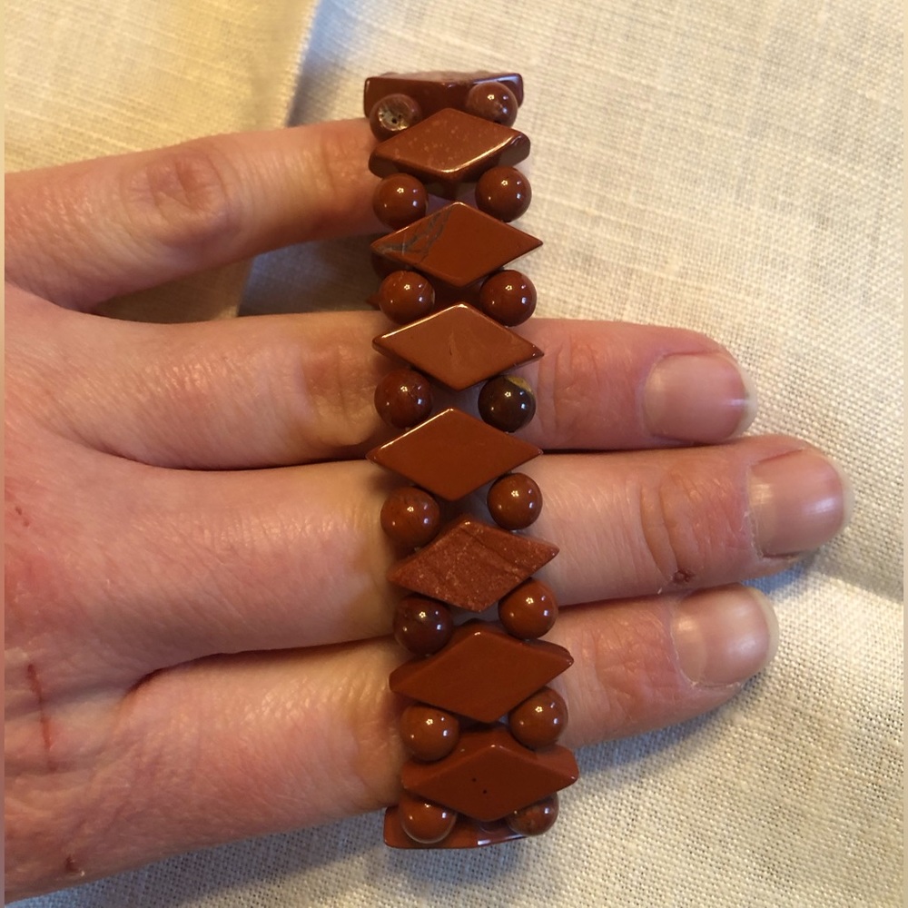 NWOT OS Red Jasper Bracelet Elastic Band